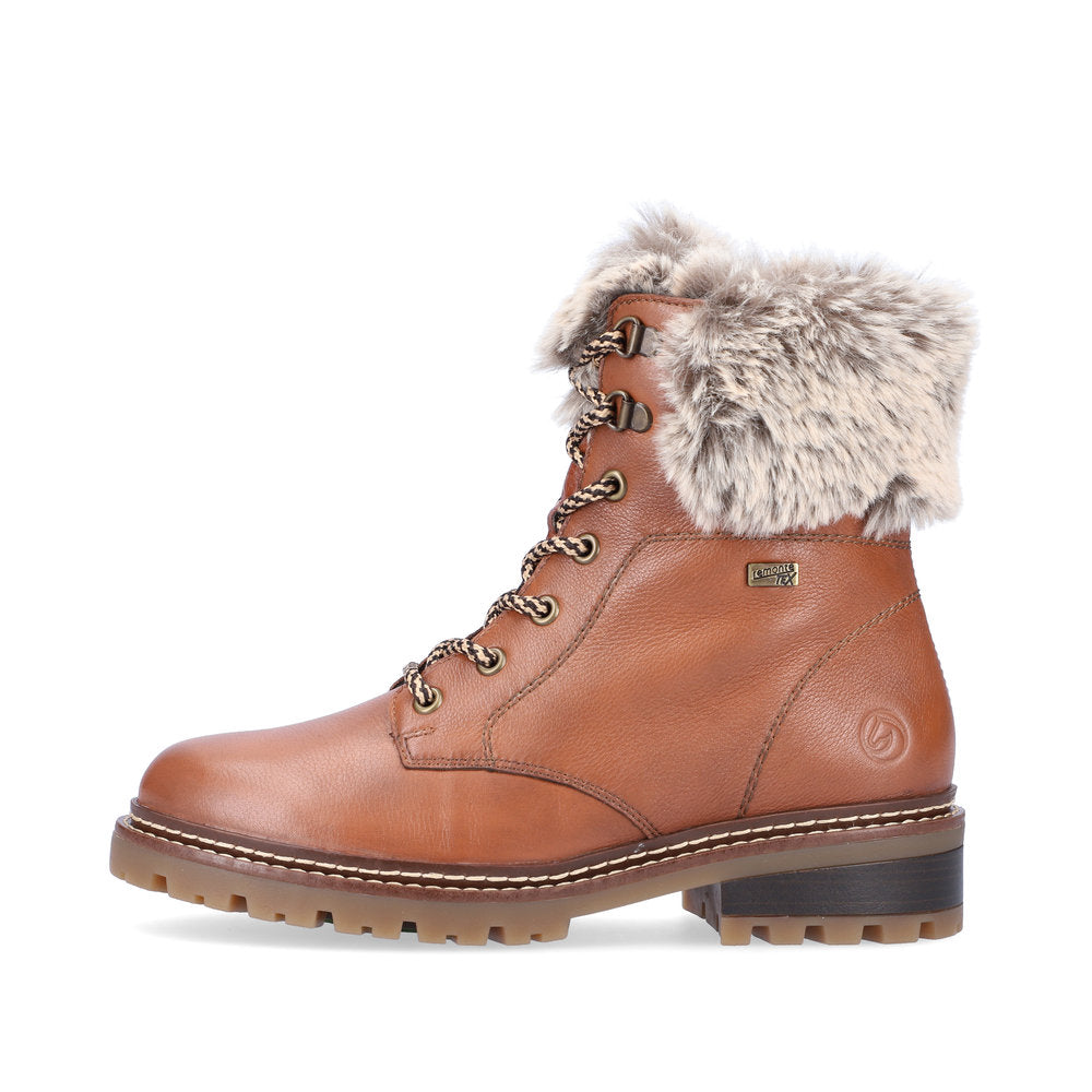 Remonte Leather Women's Short D0B74 Ankle Bootsfiber Grip - Brown Combination PloHGZ5j