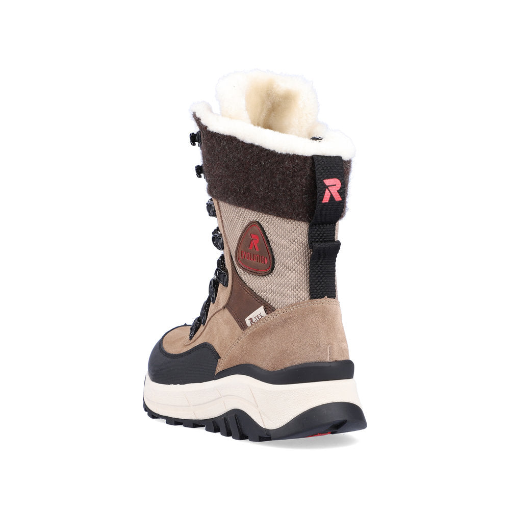 Rieker Evolution Suede Leather Women's Mid Height W0066 Mid-Height Boots - Fiber Grip - Beige Combination F4yrjRGU