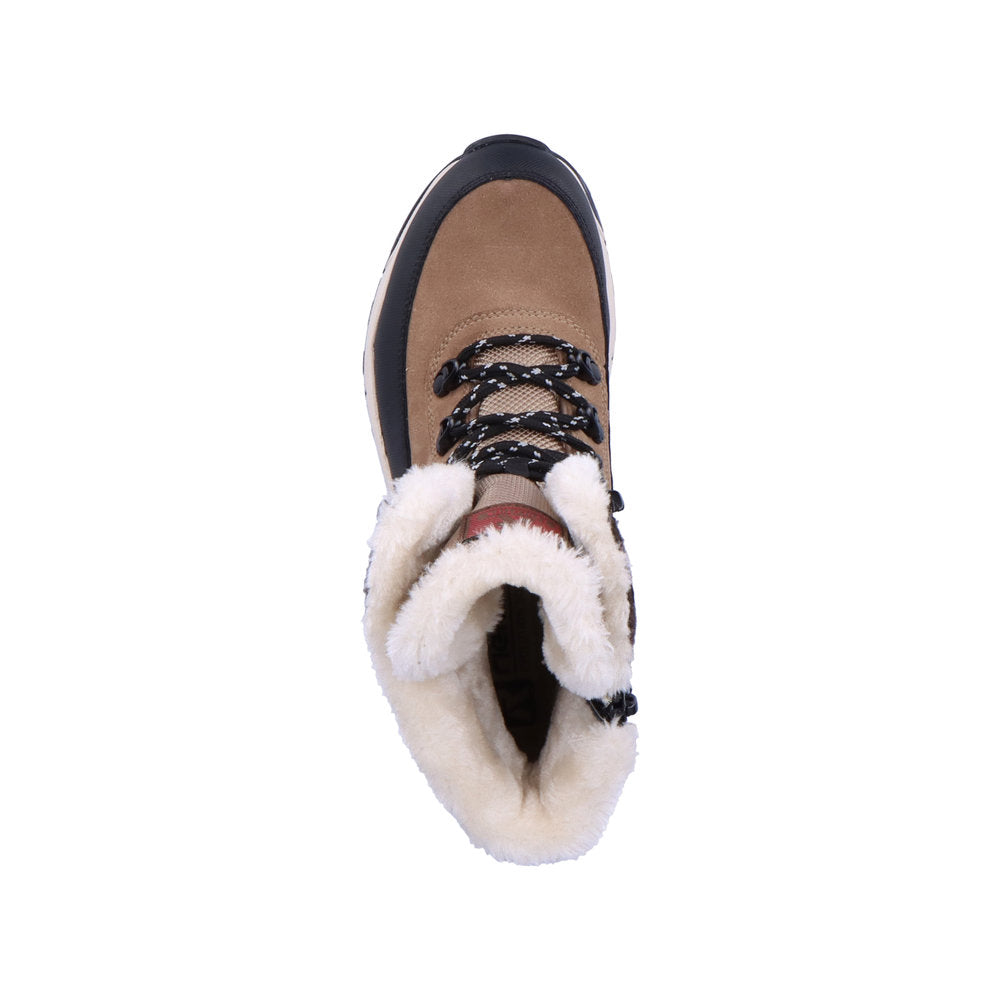 Rieker Evolution Suede Leather Women's Mid Height W0066 Mid-Height Boots - Fiber Grip - Beige Combination F4yrjRGU
