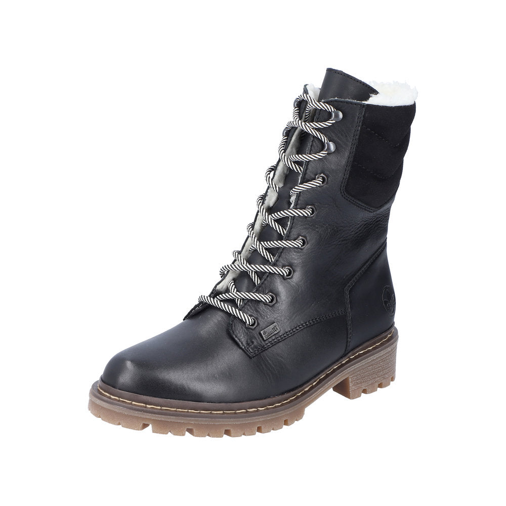 Rieker Leather Women's Mid Height Y9232 Mid-Height Bootsfiber Grip - Black