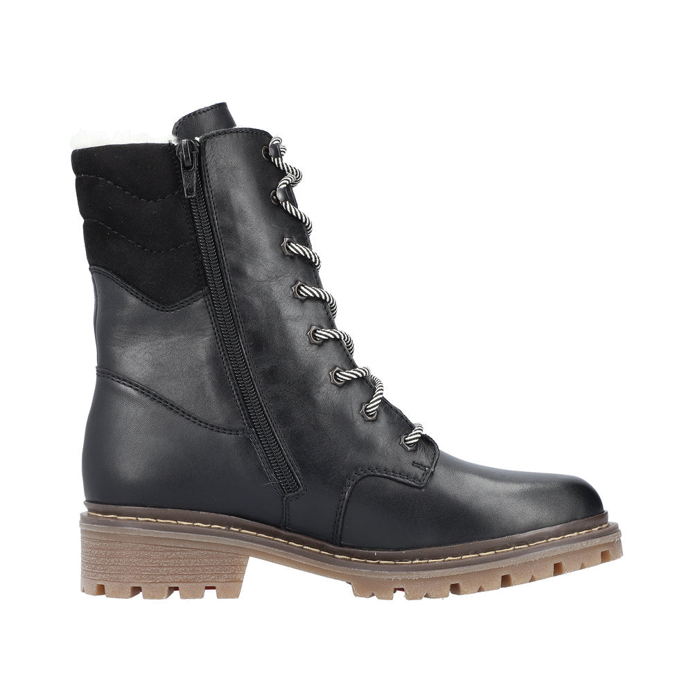 Rieker Leather Women's Mid Height Y9232 Mid-Height Bootsfiber Grip - Black 2mV9WyTG