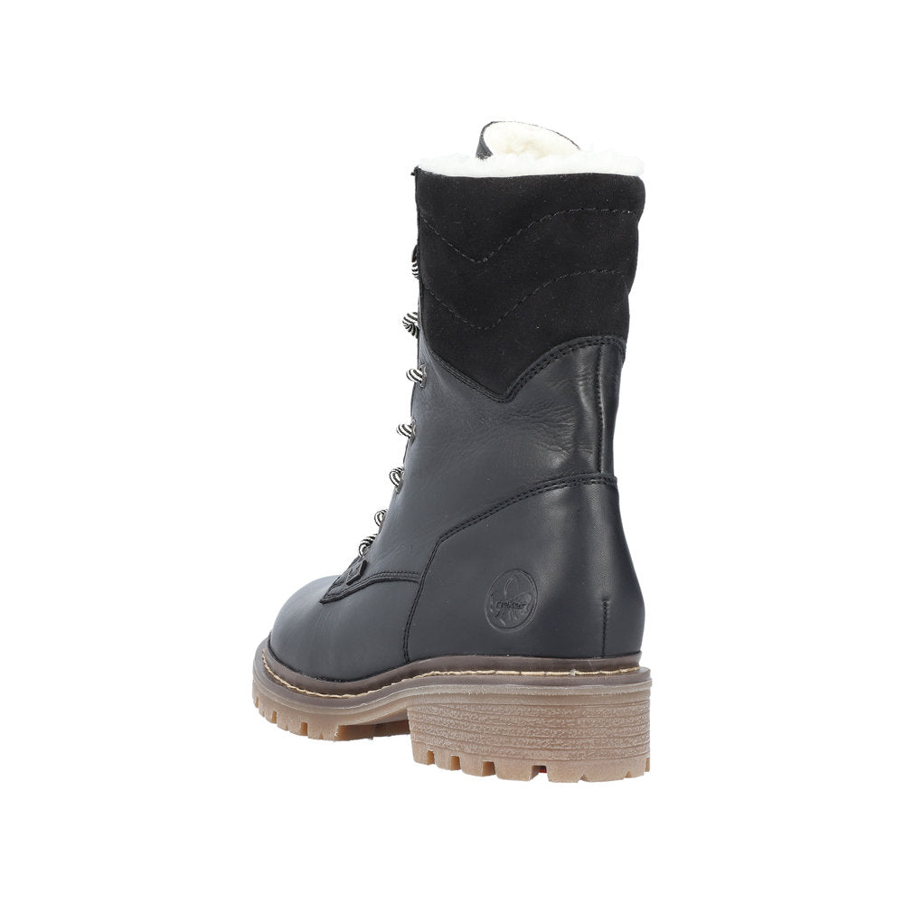 Rieker Leather Women's Mid Height Y9232 Mid-Height Bootsfiber Grip - Black 2mV9WyTG