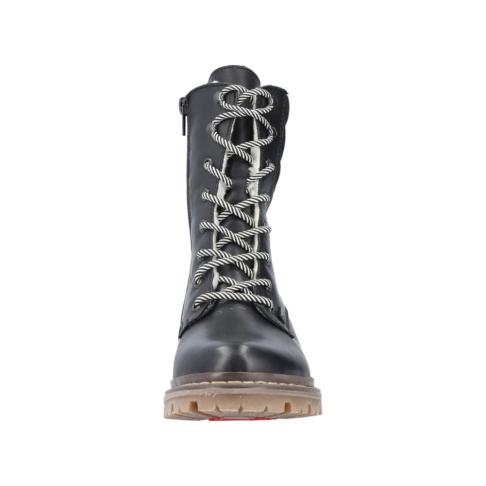Rieker Leather Women's Mid Height Y9232 Mid-Height Bootsfiber Grip - Black 2mV9WyTG
