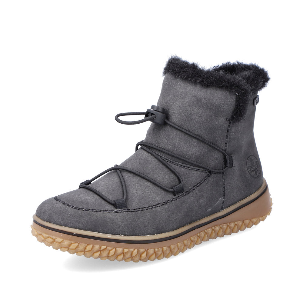 Rieker Synthetic Leather Women's Short Z4278 Ankle Boots - Grey