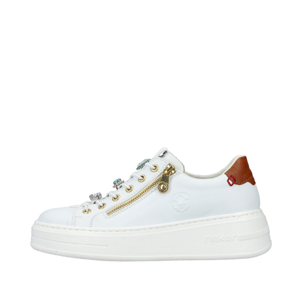 Rieker Women's Style N5452 Athletic Zipper - White UnZb3jYY