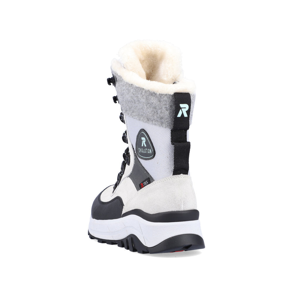 Rieker Evolution Suede Leather Women's Mid Height W0066 Mid-Height Boots - Fiber Grip - White Combination 1d6YafRA