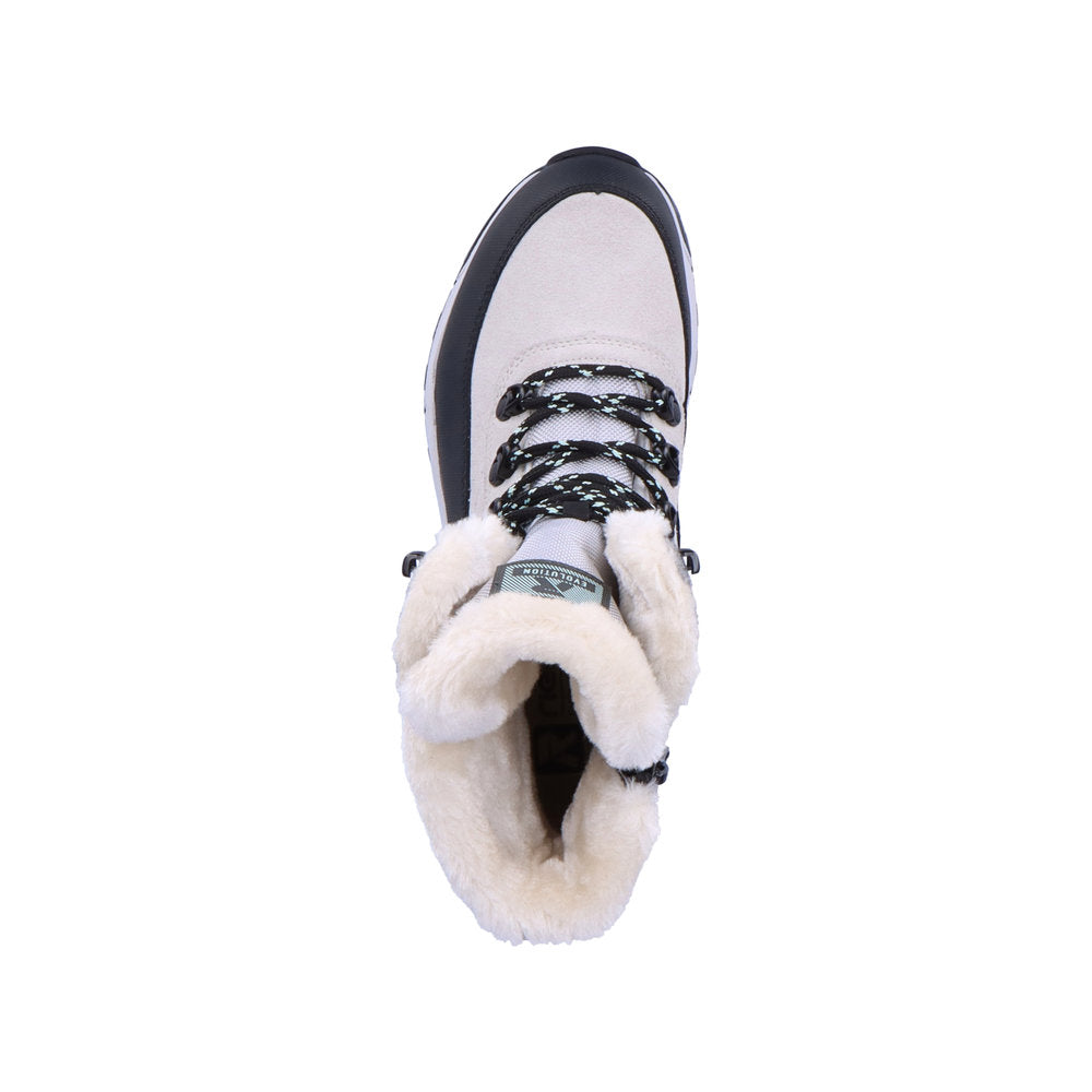 Rieker Evolution Suede Leather Women's Mid Height W0066 Mid-Height Boots - Fiber Grip - White Combination 1d6YafRA