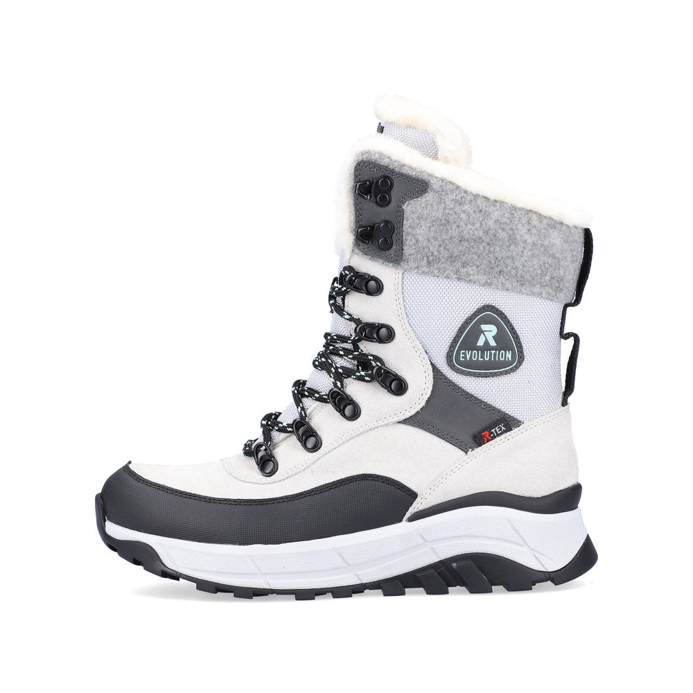 Rieker Evolution Suede Leather Women's Mid Height W0066 Mid-Height Boots - Fiber Grip - White Combination 1d6YafRA