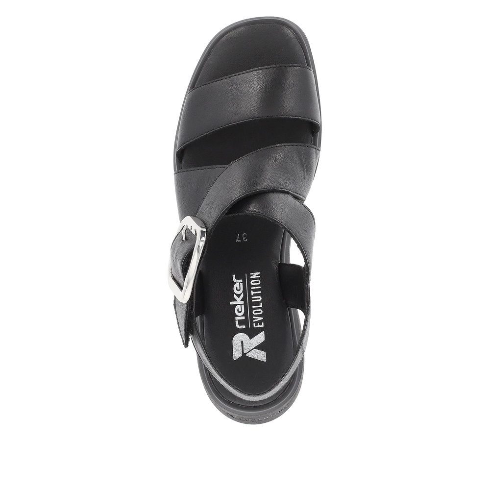 Rieker Evolution Women's Style W1550 Casual Sandal - Black 4ueZEDH9