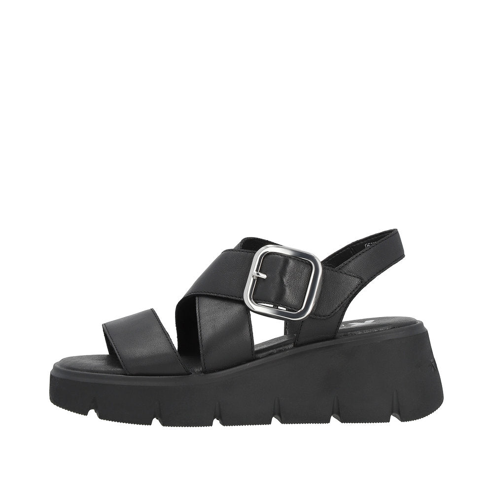 Rieker Evolution Women's Style W1550 Casual Sandal - Black 4ueZEDH9