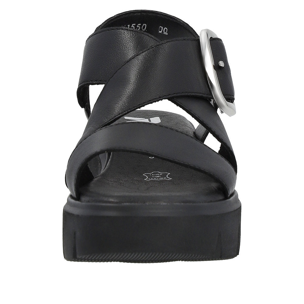 Rieker Evolution Women's Style W1550 Casual Sandal - Black 4ueZEDH9