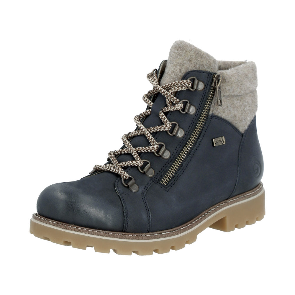 Remonte Suede Leather Women's Mid Height D7478 Mid-Height Boots - Blue Combination