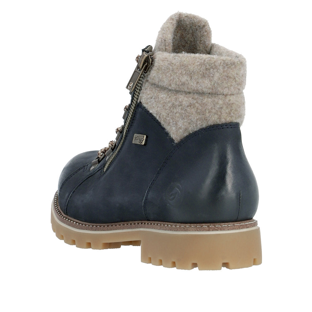 Remonte Suede Leather Women's Mid Height D7478 Mid-Height Boots - Blue Combination Coranm5Y