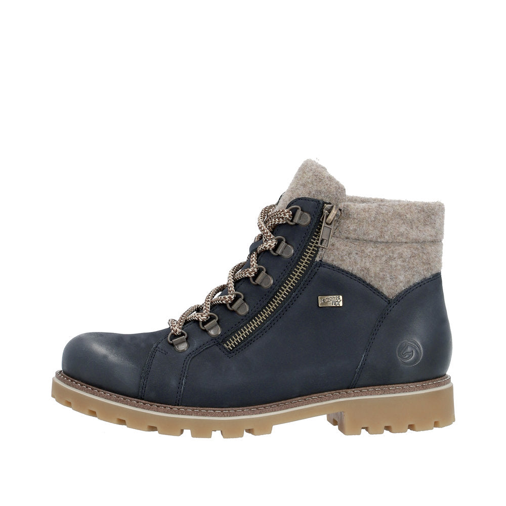 Remonte Suede Leather Women's Mid Height D7478 Mid-Height Boots - Blue Combination Coranm5Y