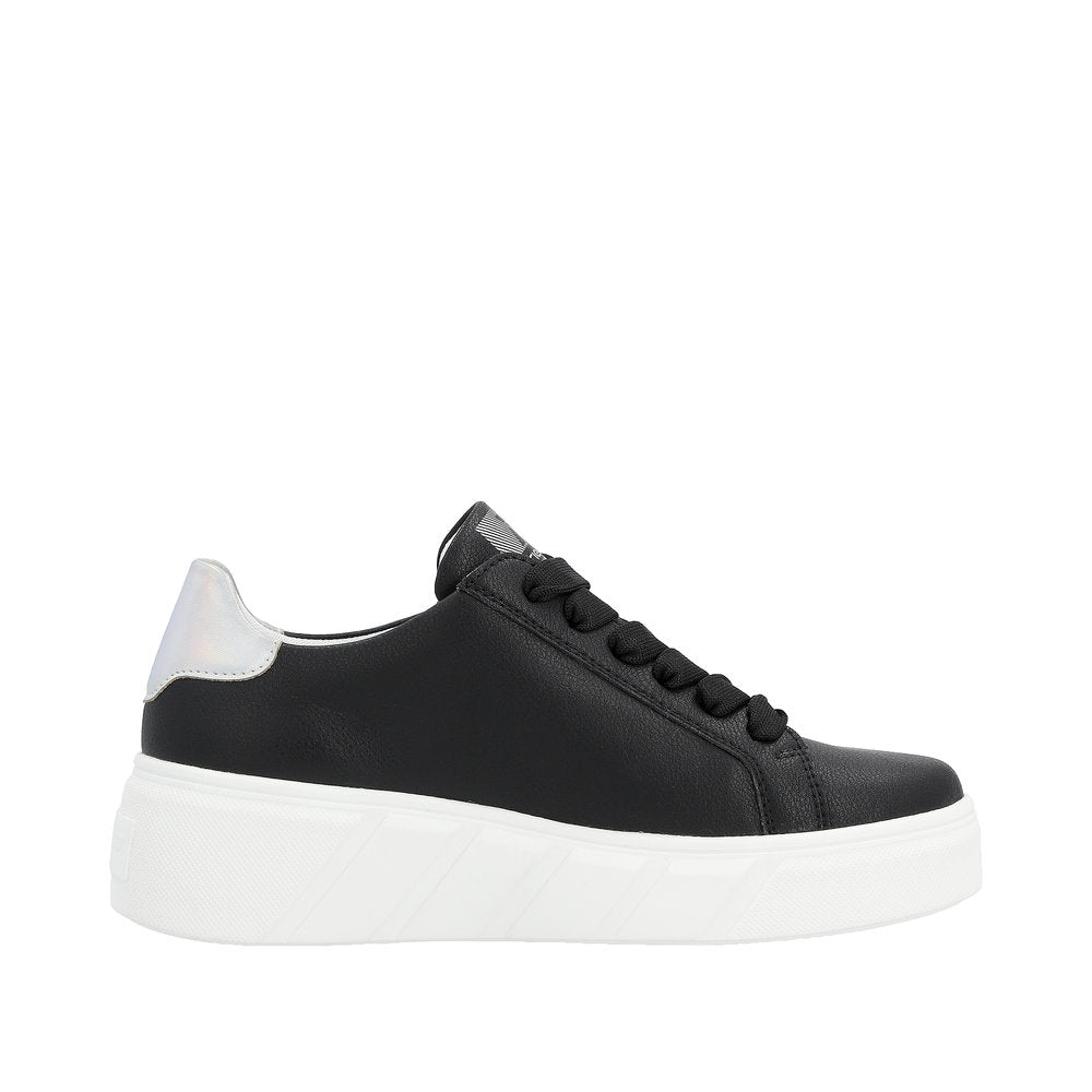 Rieker Evolution Women's Style W0505 Athletic Lace-Up With Zip - Black aJRvTIO7