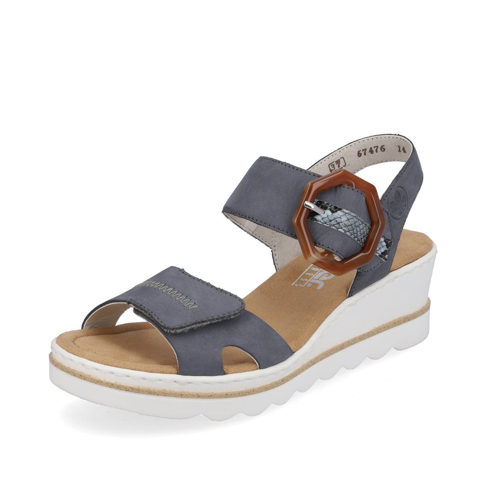 Rieker Women's Style 67476 Dress Sandal - Blue Combination