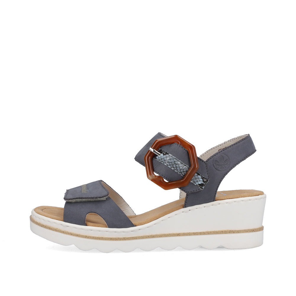 Rieker Women's Style 67476 Dress Sandal - Blue Combination 0ItPAEKr