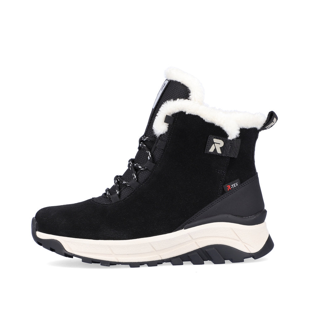 Rieker Evolution Suede Leather Women's Short W0060 Ankle Boots - Black ae9hrB8V