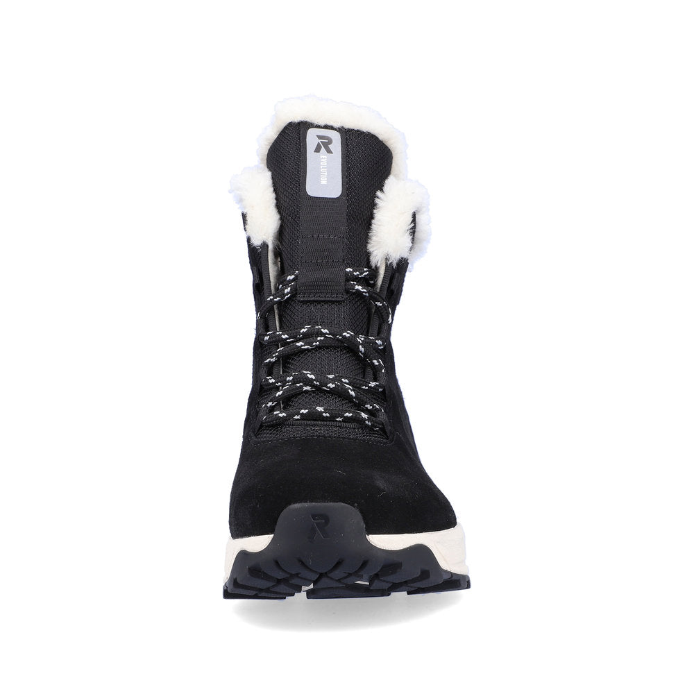 Rieker Evolution Suede Leather Women's Short W0060 Ankle Boots - Black ae9hrB8V