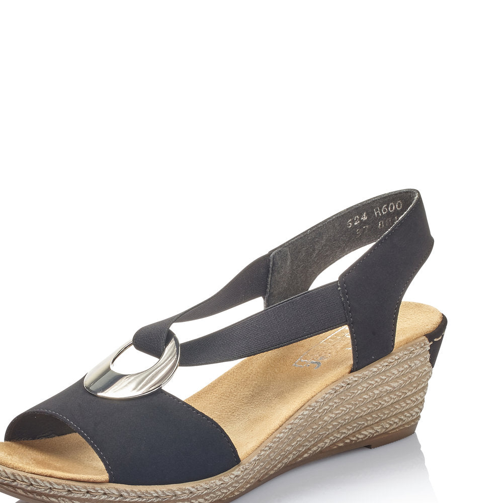 Rieker Women's Style 624H6 Dress Sandal - Black