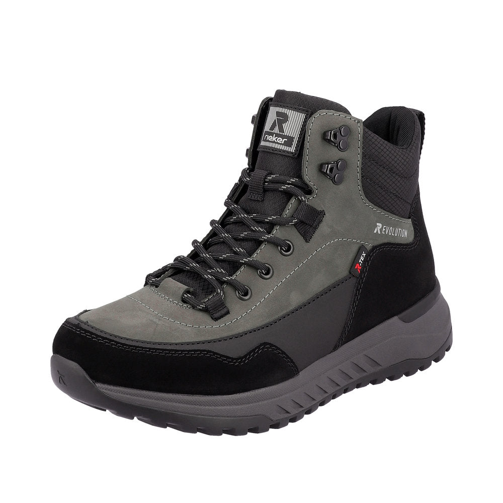 Rieker Evolution Suede Leather Men's U0169 Ankle Bootsfiber Grip - Black