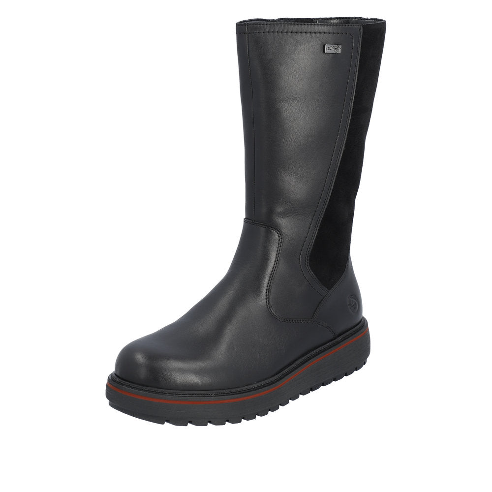 Remonte Leather Women's Mid-Height D0U72 Flip Grip - Black