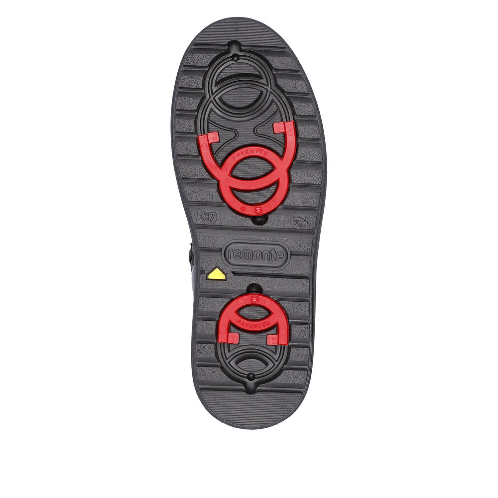 Remonte Leather Women's Mid-Height D0U72 Flip Grip - Black LHz1cN6s