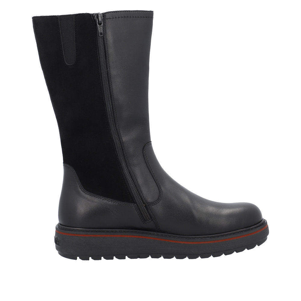 Remonte Leather Women's Mid-Height D0U72 Flip Grip - Black LHz1cN6s
