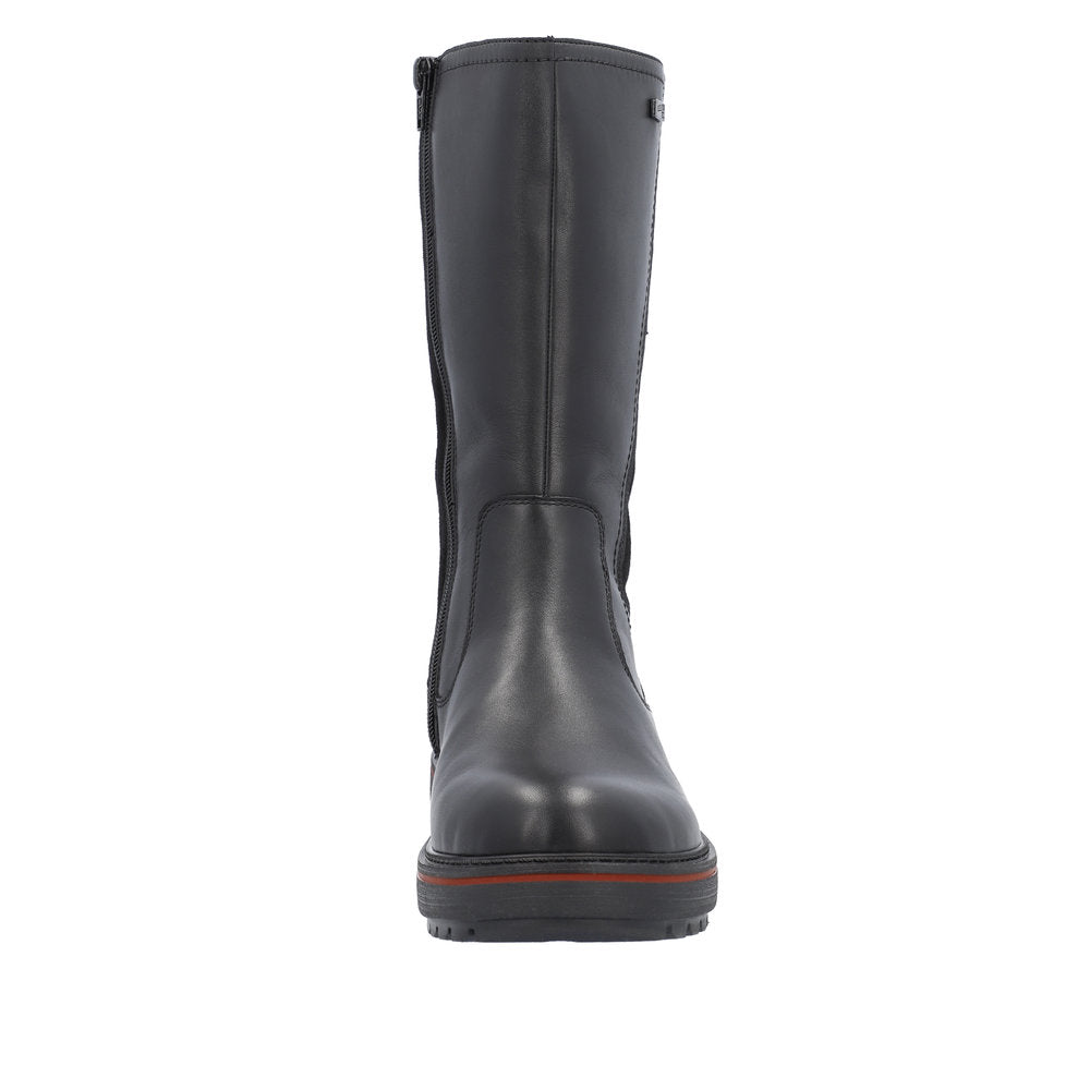Remonte Leather Women's Mid-Height D0U72 Flip Grip - Black LHz1cN6s