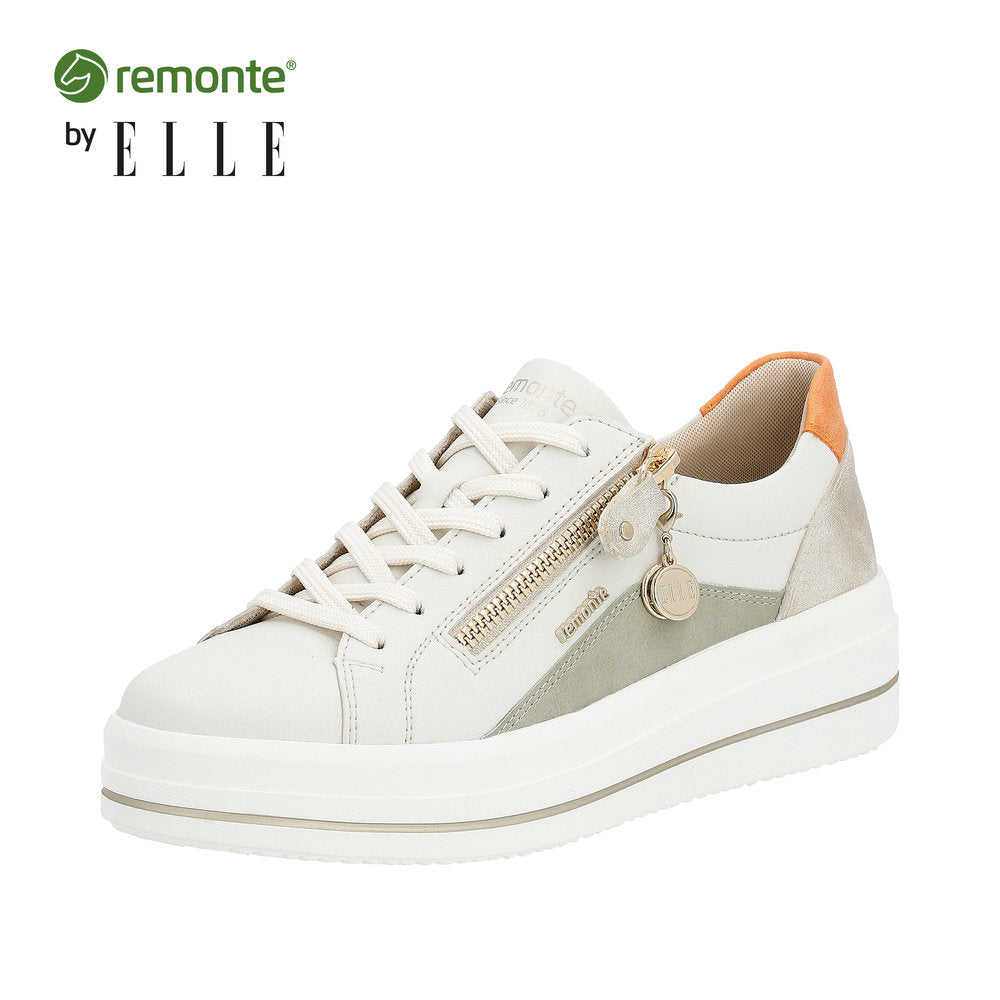 Remonte Women's Style D1C01 Athletic Lace-Up With Zip - White Combination