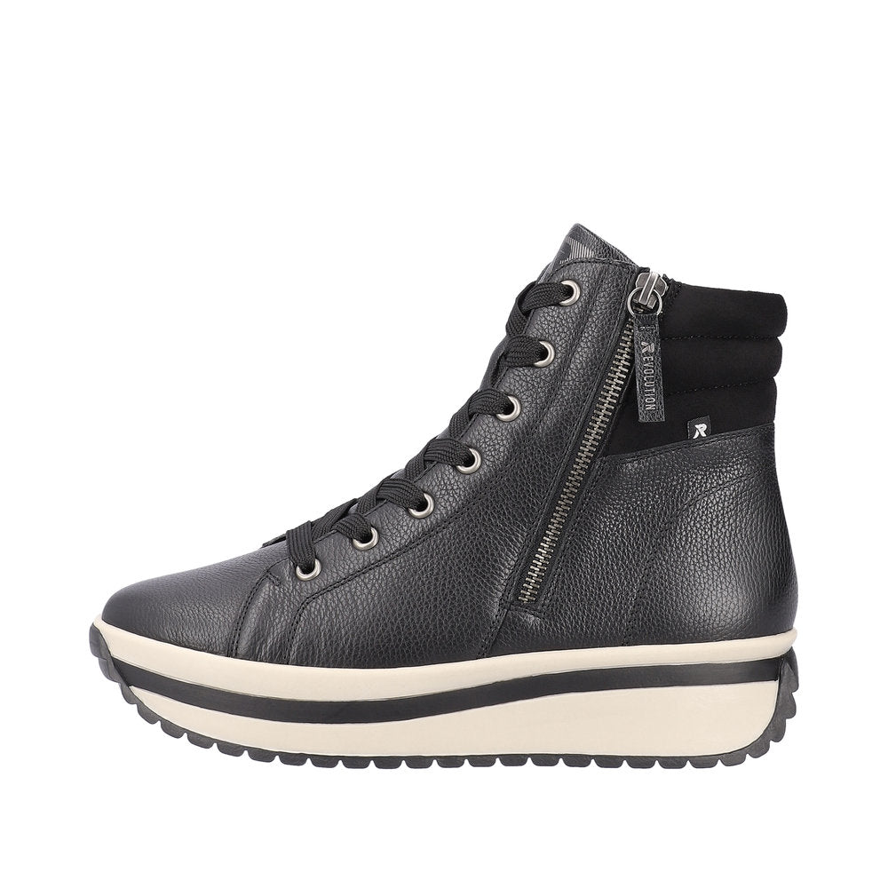 Rieker Evolution Leather Women's Mid Height W0962 Mid-Height Boots - Black R0knUr4P