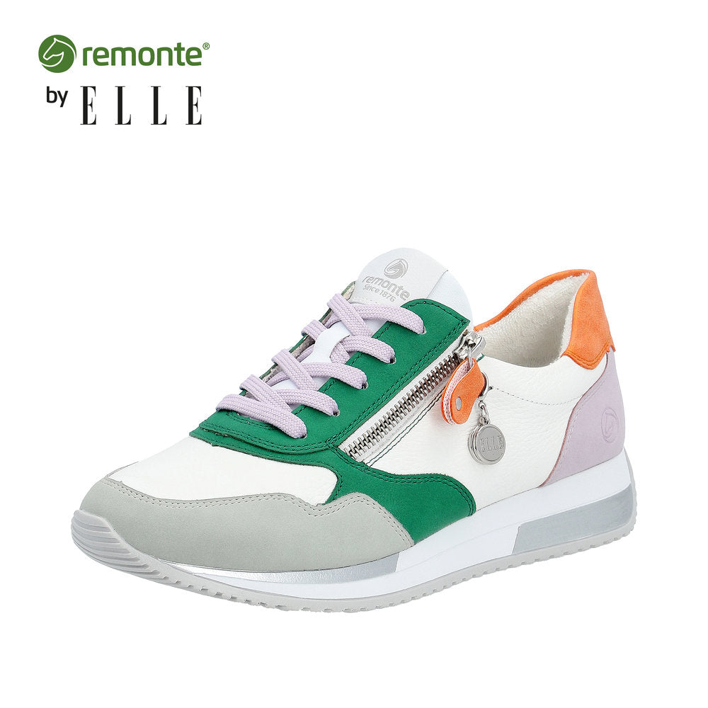 Remonte Women's Style D0H01 Athletic Lace-Up With Zip - White Combination