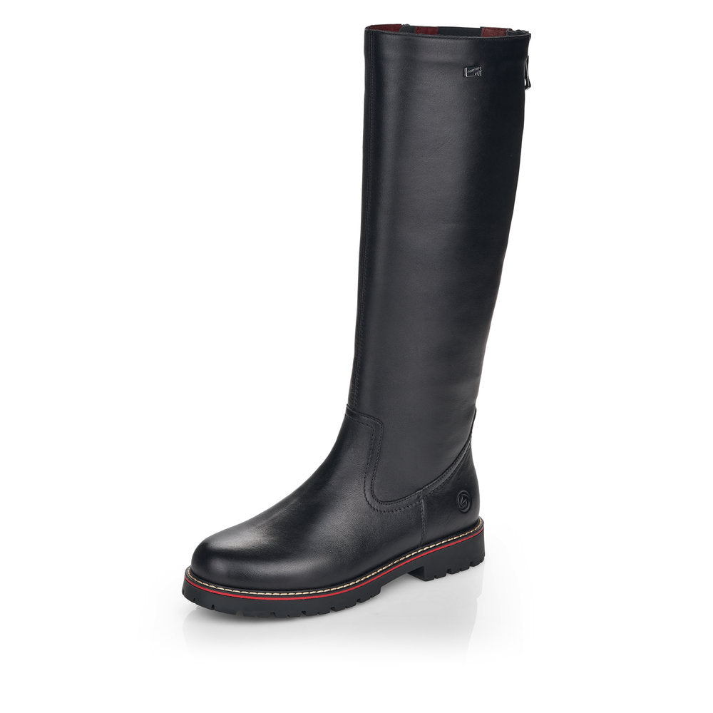 Remonte Leather Women's Tall D9376 Tall Bootsflip Grip - Black