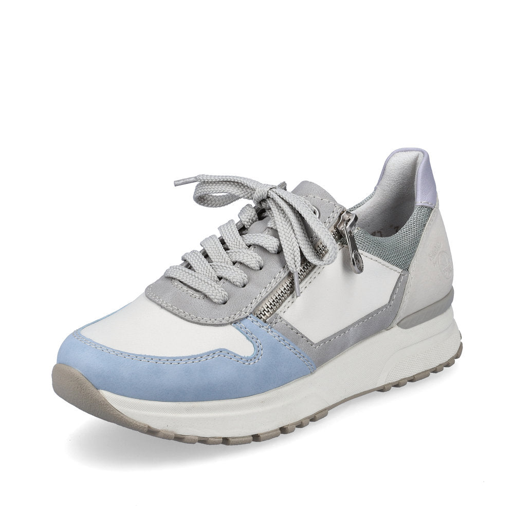 Rieker Women's Style N7422 Casual Lace-Up With Zip - White Combination