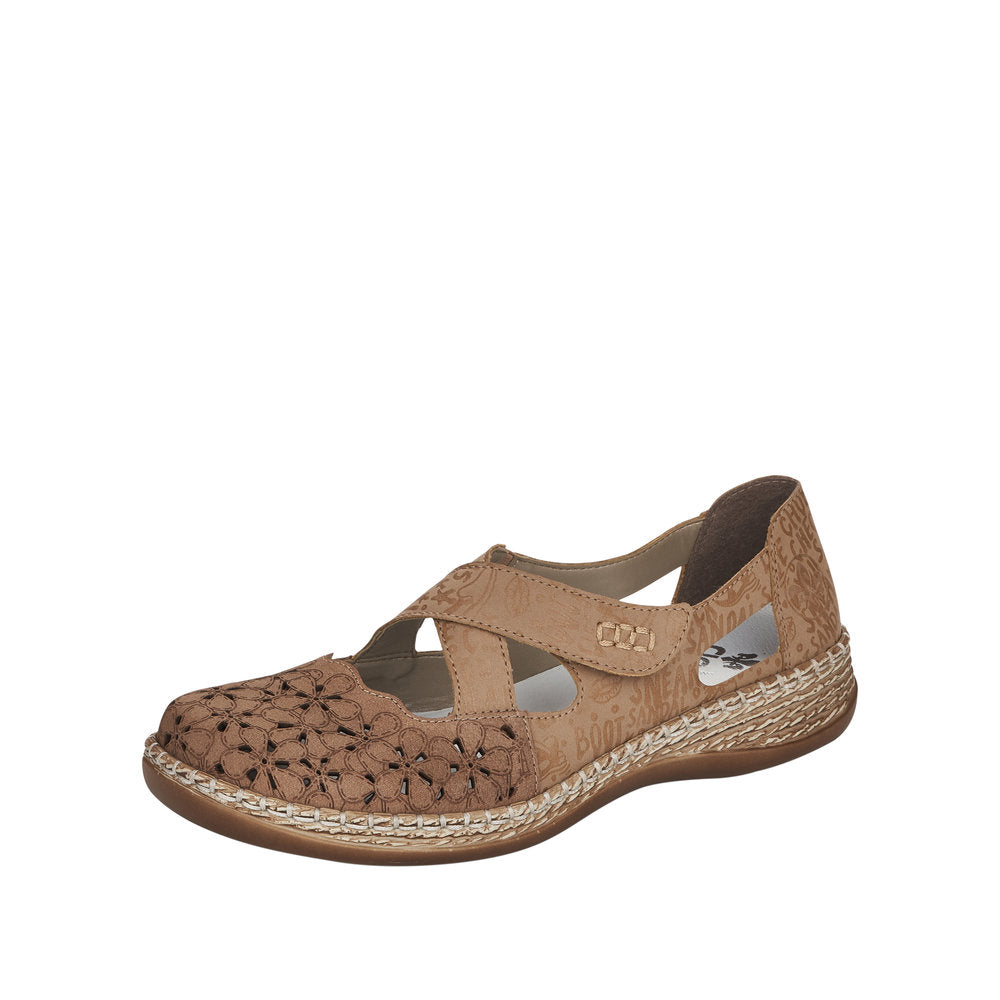 Rieker Women's Style 464H4 Casual Ballerina With Strap - Beige