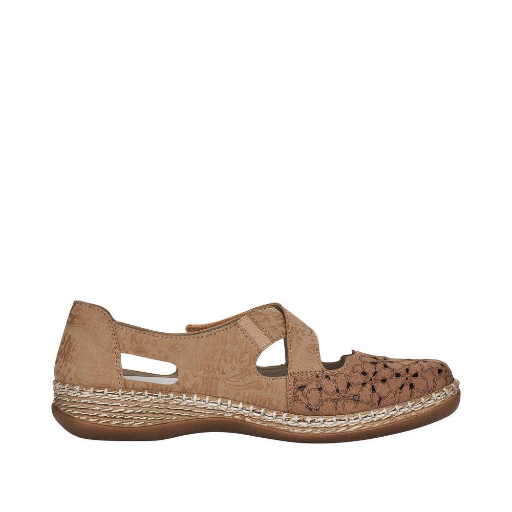 Rieker Women's Style 464H4 Casual Ballerina With Strap - Beige nwrcH3IM