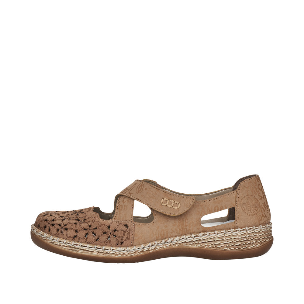 Rieker Women's Style 464H4 Casual Ballerina With Strap - Beige nwrcH3IM