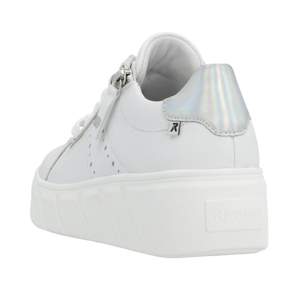 Rieker Evolution Women's Style W0505 Athletic Lace-Up With Zip - White OeBxbubJ