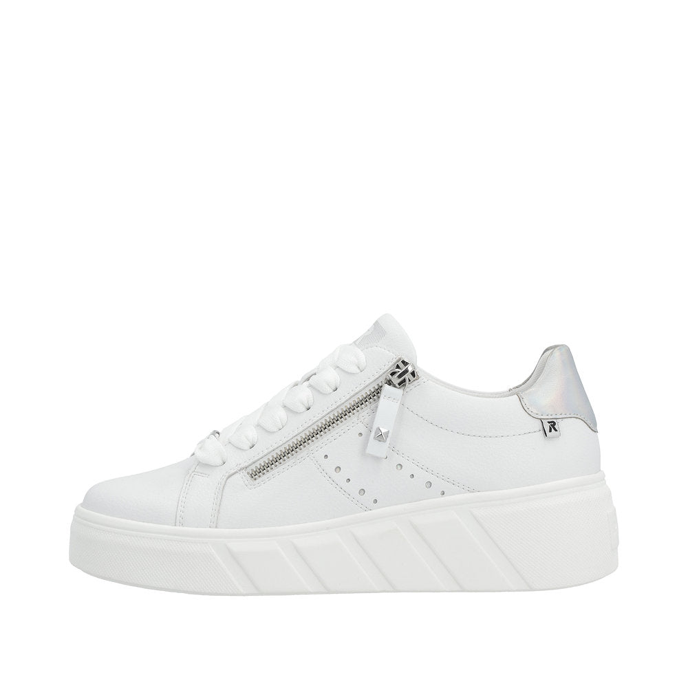 Rieker Evolution Women's Style W0505 Athletic Lace-Up With Zip - White OeBxbubJ