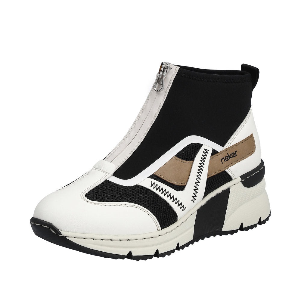 Rieker Women's Style N6360 Athletic Zipper - White Combination