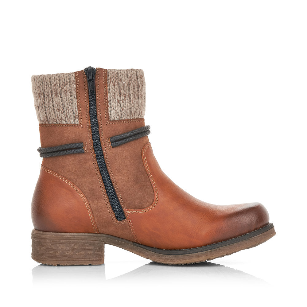 Rieker Synthetic Material Women's Short 79688 Ankle Boots - Brown 7kyi6DxI