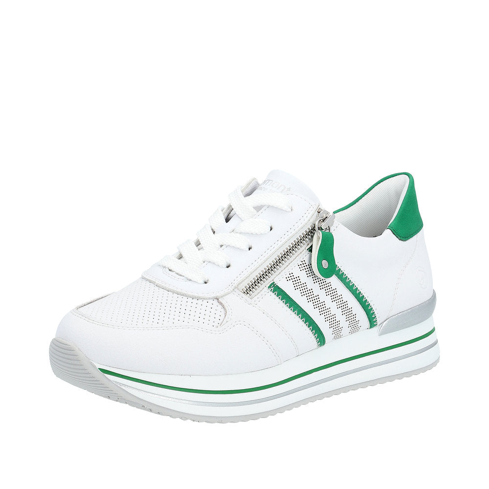 Remonte Women's Style D1318 Athletic Lace-Up With Zip - White