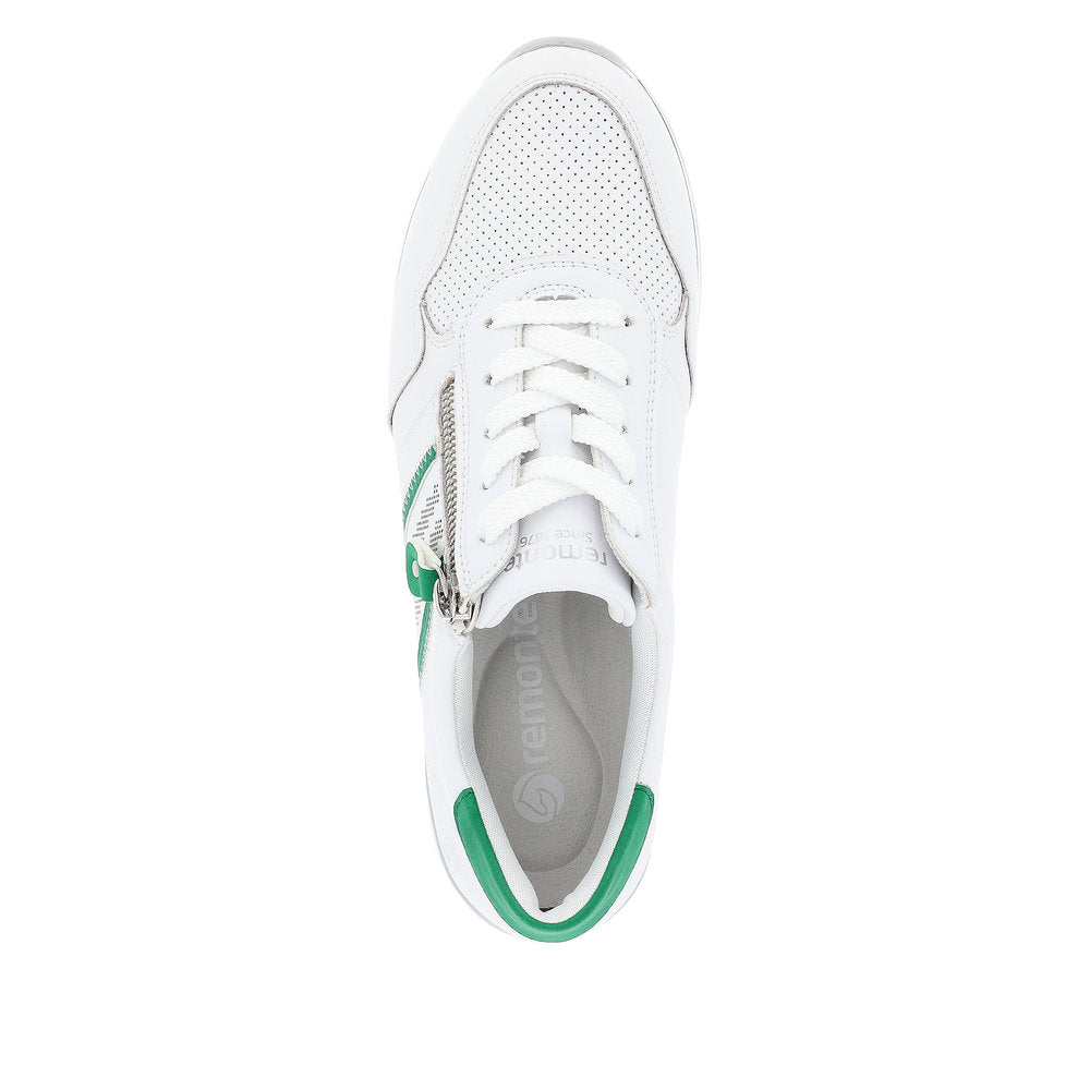 Remonte Women's Style D1318 Athletic Lace-Up With Zip - White NBAyzlpC