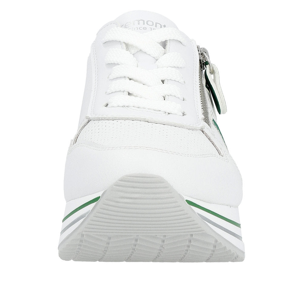 Remonte Women's Style D1318 Athletic Lace-Up With Zip - White NBAyzlpC
