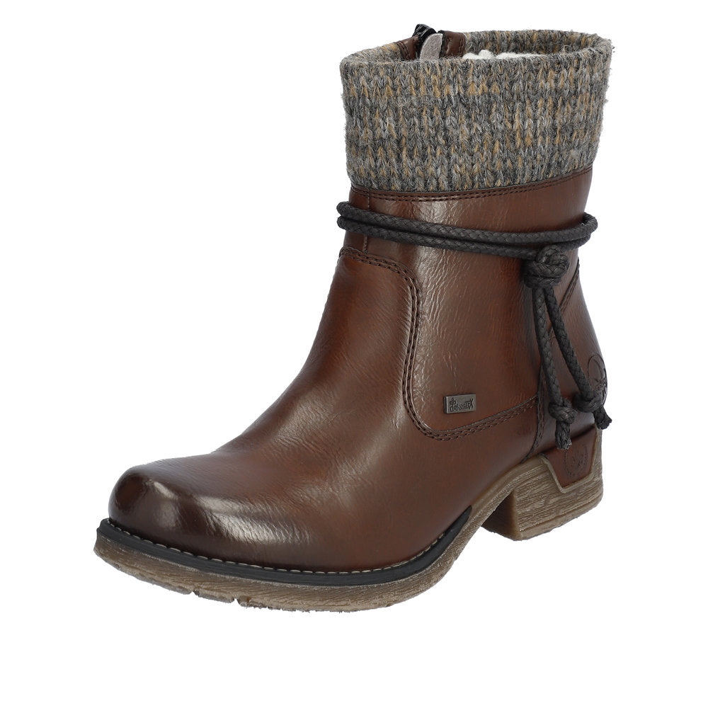 Rieker Synthetic Material Women's Short 79688 Ankle Boots - Brown