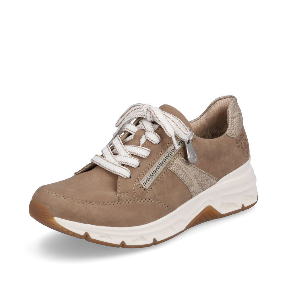 Rieker Women's Style 48133 Athletic Lace-Up With Zip - Beige