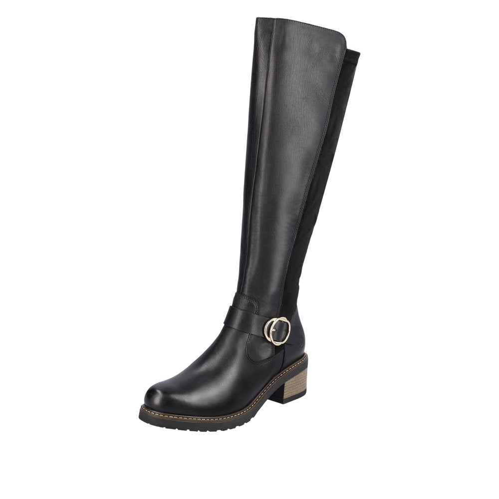 Remonte Leather Women's' Tall D1A73 Tall Boots - Black