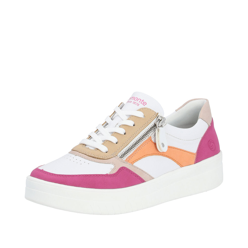 Remonte Women's Style D0J01 Athletic Lace-Up With Zip - Pink