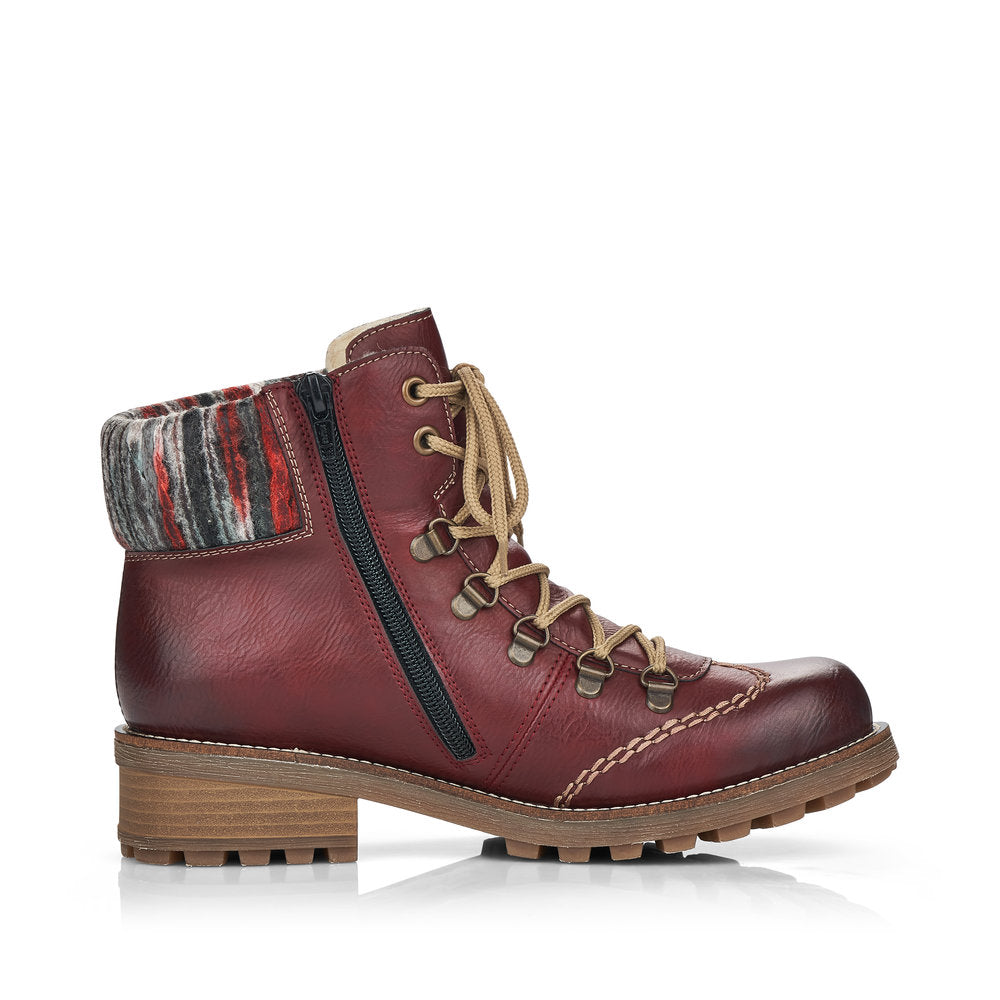 Rieker Synthetic Leather Women's Short Z0444 Ankle Boots - Red Combination eSloEttp