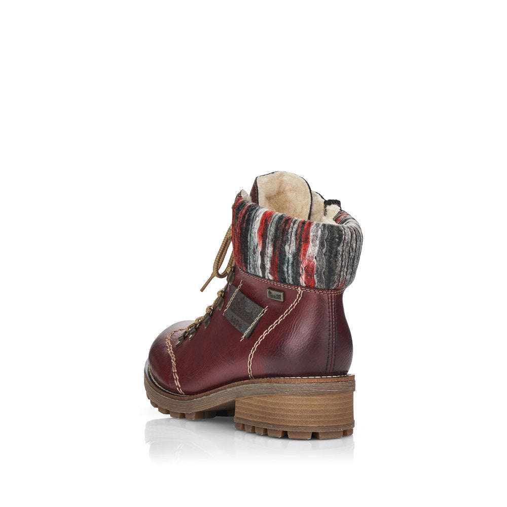 Rieker Synthetic Leather Women's Short Z0444 Ankle Boots - Red Combination eSloEttp